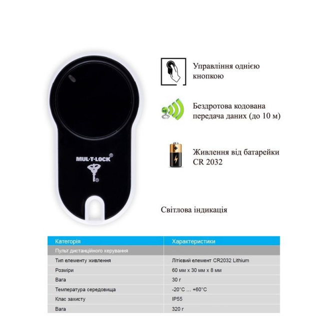 Электронный контроллер Mul-t-lock Enter белый с пультом дистанционного управления Электронный контроллер Mul-t-lock Enter белый с пультом дистанционного управления