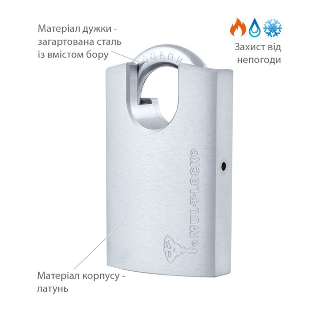 Замок навісний MUL-T-LOCK G47P 7x7 0767 M/S NR_shackle 22,5мм 8мм BOX_M