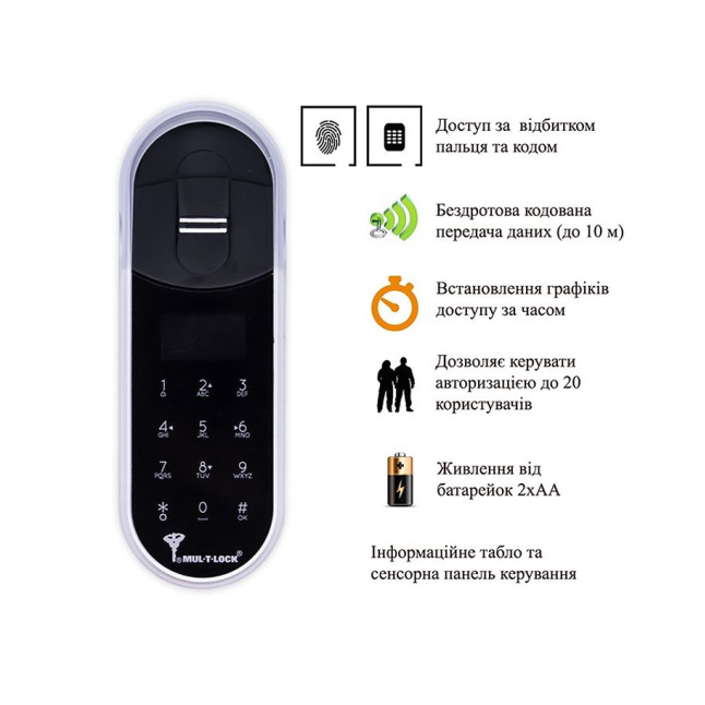 Электронный контроллер Mul-t-lock Enter черный с Fingerprint доступ по отпечаткам пальца + код Электронный контроллер Mul-t-lock Enter черный с Fingerprint доступ по отпечаткам пальца + код