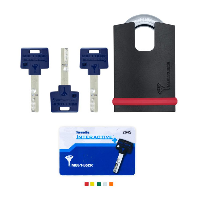 Замок навісний MUL-T-LOCK NE12H *INTERACTIVE+ 264S+ 3KEY DND3D_BLUE NR_shackle 25мм 12мм BOX_M