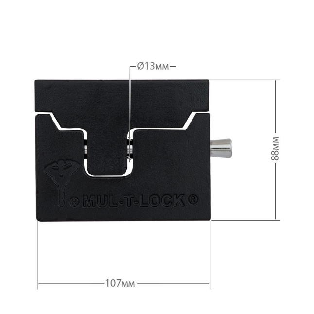 Замок навісний MUL-T-LOCK HASP LOCK *ClassicPro 4867 2KEY DND3D_PURPLE_INS SLID_shackle 13мм BOX_M