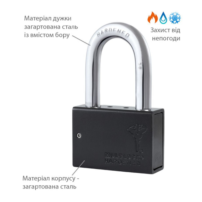 Замок навісний MUL-T-LOCK M13/C2 *INTERACTIVE+ 264S+ 2KEY DND3D_BLUE_INS R_shackle 37мм 12,7мм BOX_M