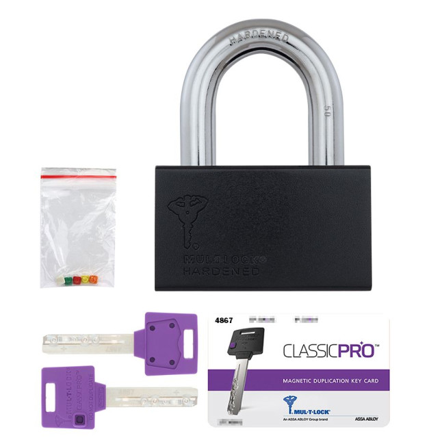 Замок навісний MUL-T-LOCK M16/C1 *ClassicPro 4867 2KEY DND3D_PURPLE_INS R_shackle 50мм 15,8мм BOX_M