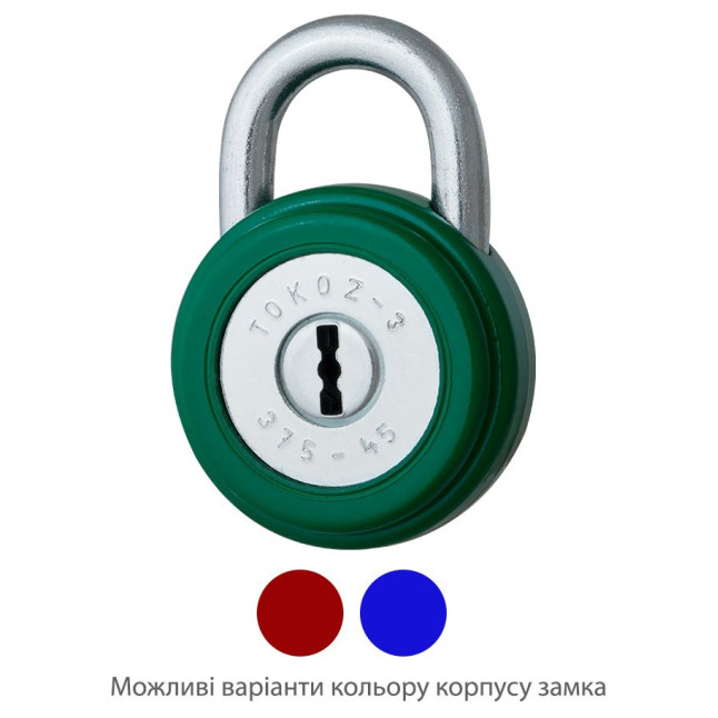 Замок навісний TOKOZ 375/45 3KEY TK1_M R_shackle 15мм 7мм Замок навісний TOKOZ 375/45 3KEY TK1_M R_shackle 15мм 7мм