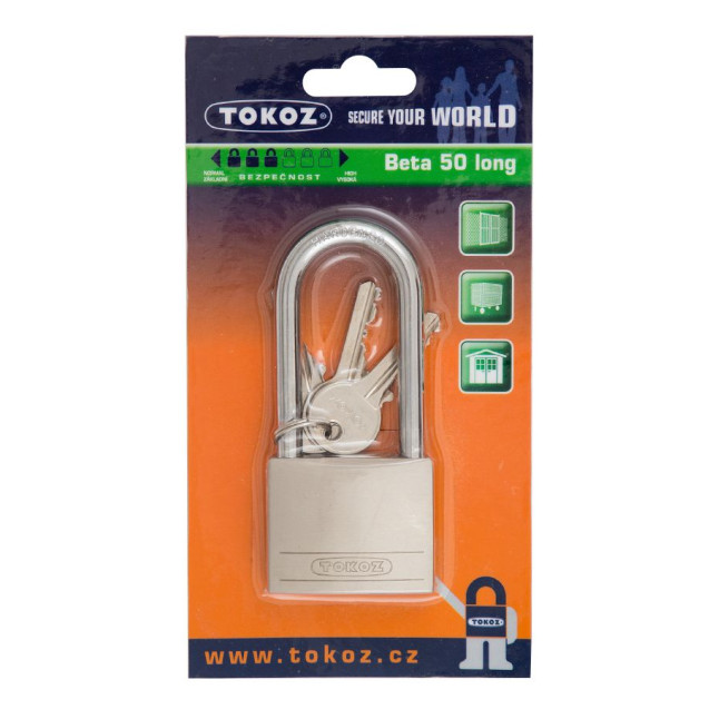 Замок навісний TOKOZ BETA_50_LONG 3KEY TK1_M NR_shackle 63мм 8мм