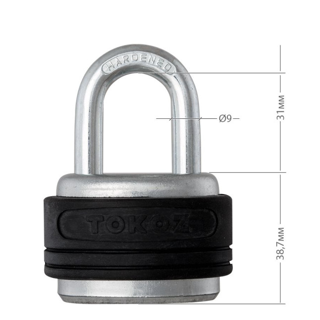 Замок навісний TOKOZ EXTREME_PRO 3KEY TKPRO R_shackle 31мм 9мм BOX