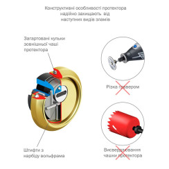 Протектор DISEC MONOLITO_MILANO_KRIPTON BKS260 DIN ROUND 25мм Латунь_PVD 3клас 2 Зовнішній Протектор DISEC MONOLITO_MILANO_KRIPTON BKS260 DIN ROUND 25мм Латунь_PVD 3клас 2 Зовнішній