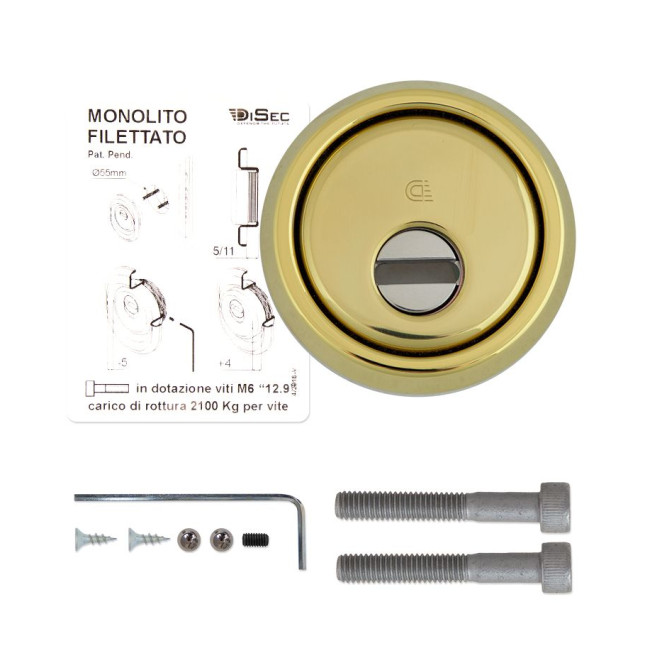 Протектор DISEC MONOLITO MILANO KRIPTON BKS260 DIN ROUND 25мм латунь PVD 3клас 2 внешний Протектор DISEC MONOLITO MILANO KRIPTON BKS260 DIN ROUND 25мм латунь PVD 3клас 2 внешний