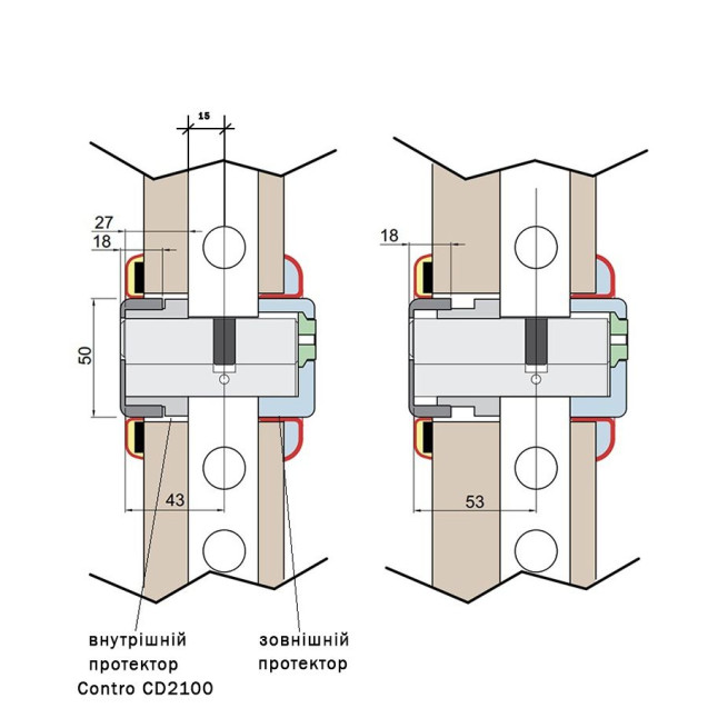 Протектор DISEC CONTRO CD2100 DIN Oval 30/40мм хром мат 3клас T внутренний, регулируемый Протектор DISEC CONTRO CD2100 DIN Oval 30/40мм хром мат 3клас T внутренний, регулируемый