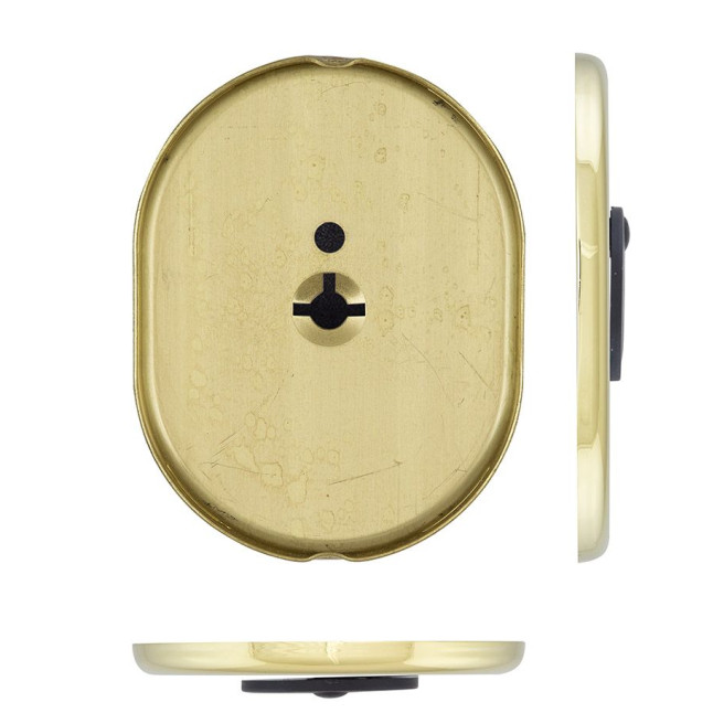 Щиток DISEC KT2140 Omega Oval латунь полированная L со шторкой