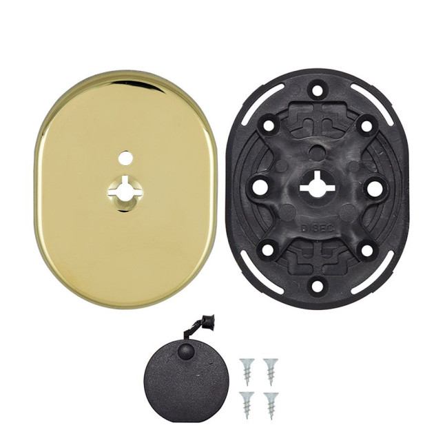 Щиток DISEC KT2140 Omega Oval латунь полированная L со шторкой