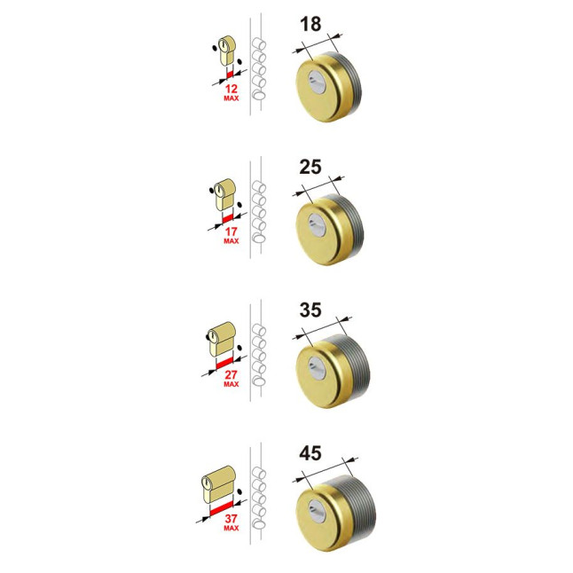 Протектор DISEC *MAGNETIC 3GDM LEVER KEY Oval 15мм нерж.сталь мат 3клас IT внешний, O/K