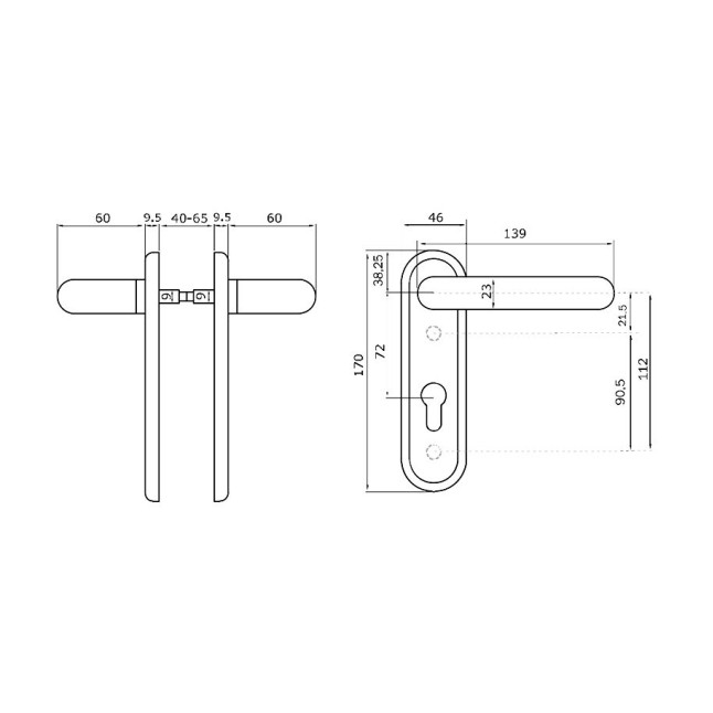 Набор фурнитуры ISEO 032413 (72мм MUV-MUV CYL HOLE) P P:silver (RAL 9006) 9мм Набор фурнитуры ISEO 032413 (72мм MUV-MUV CYL HOLE) P P:silver (RAL 9006) 9мм