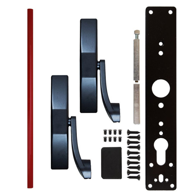 Ручка TESA для евакуаційного виходу врізний 1970909 NR N: black (RAL 9005)/R: red (RAL 3000) 900мм 9мм