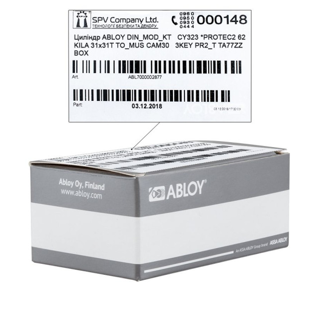 Циліндр ABLOY DIN_MOD_KT CY323 *PROTEC2 62 KILA 31x31T TO_MUS CAM30 3KEY PR2_T TA77ZZ BOX