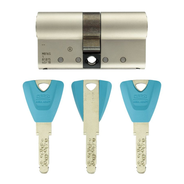 Циліндр KESO DIN_MOD_KK B 8000_?2 70 NM 30x40 CAM30 3KEY TR_PETROL_LONG_38mm BOX