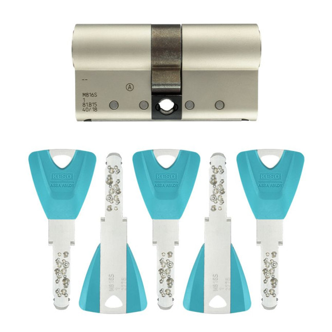 Циліндр KESO DIN_MOD_KK B 8000_?2 60 NM 30x30 CAM30 5KEY TR_PETROL_LONG_38mm BOX