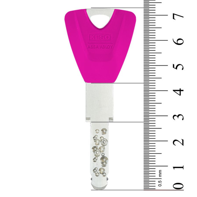 Циліндр KESO DIN_MOD_KT B 8000_?2 95 NM 45x50T TO_NM CAM30 3KEY TR_FLUO BERRY_EXTRALONG_42,5mm BOX