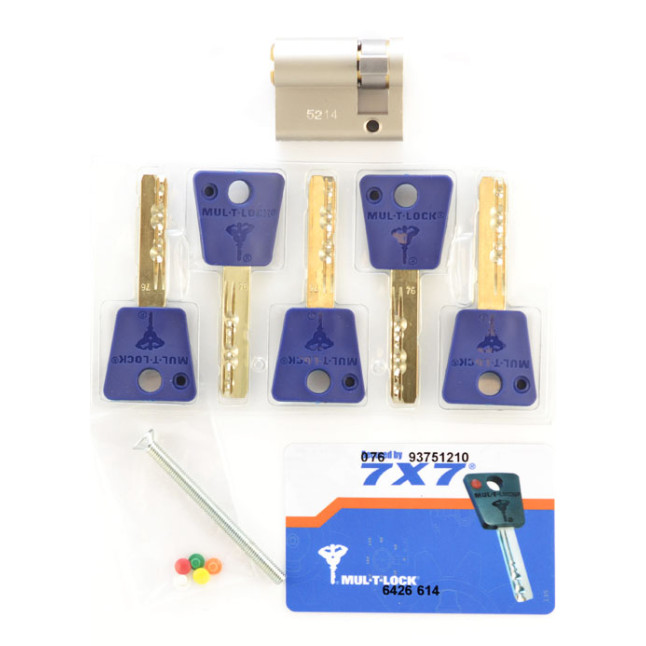 Цилиндр Mul-t-lock DIN HALF K 7x7 42,5 NST 33x9,5 CAM30 5KEY DND77 BLUE 0767 BOX M