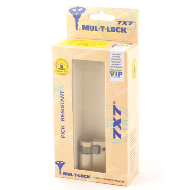 Цилиндр Mul-t-lock DIN HALF K 7x7 64,5 NST 55x9,5 CAM30 VIP CONTROL 2KEY+3KEY DND77 GREY INS 0767 BOX M
