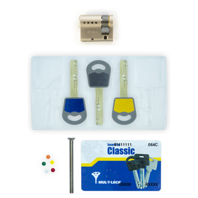 Цилиндр Mul-t-lock DIN HALF K XP Classic 42,5 NST 33x9,5 CAM30 3KEY ARC GREY INS 064 BOX S