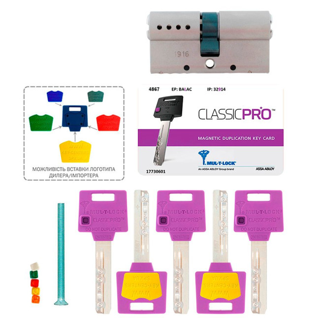 Цилиндр Mul-t-lock DIN KK XP *ClassicPro 80 NST 40x40 CAM30 5KEY DND3D PURPLE INS 2865 BOX S