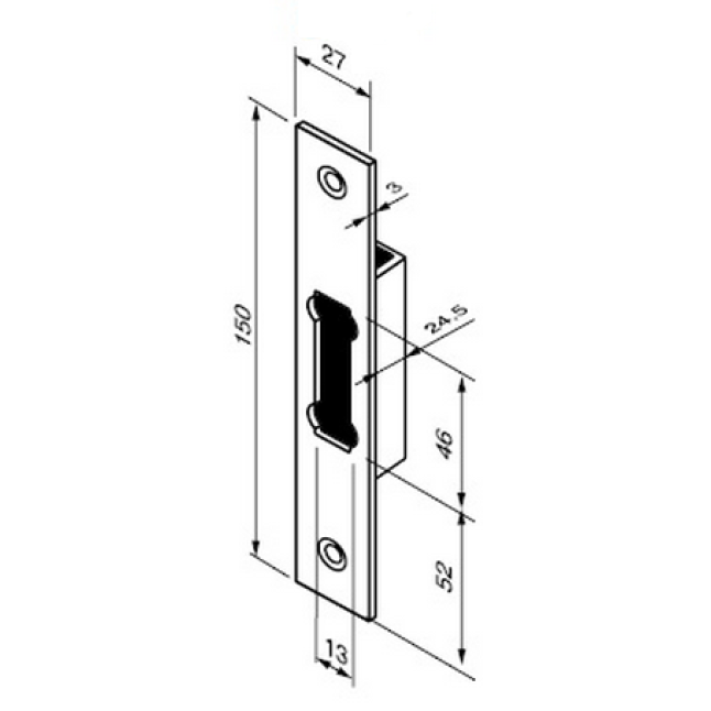 Ответная планка Abloy 0036 хром Ответная планка Abloy 0036 хром