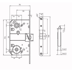 Корпус замка WC Siba 10590 / P BP полірована латунь Корпус замка WC Siba 10590 / P BP полірована латунь