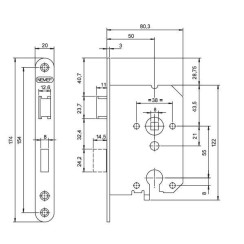 Корпус замка Nemef Sash Lock 1269/17 Корпус замка Nemef Sash Lock 1269/17
