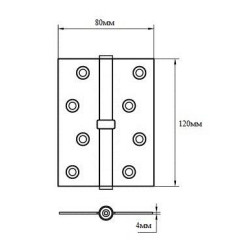 Петля дверная карточная Siba 1BB (120x80x4 мм) AB античная бронза Петля дверная карточная Siba 1BB (120x80x4 мм) AB античная бронза