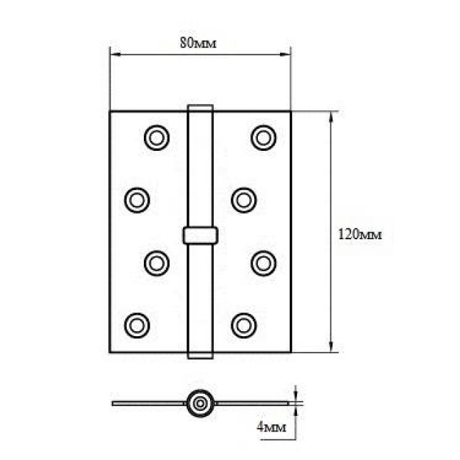 Петля дверная карточная Siba 1BB (120x80x4 мм) BP полированная латунь Петля дверная карточная Siba 1BB (120x80x4 мм) BP полированная латунь