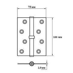 Петля дверна карткова Siba 1BB (125x75x2.5 мм) SN матовий нікель Петля дверна карткова Siba 1BB (125x75x2.5 мм) SN матовий нікель