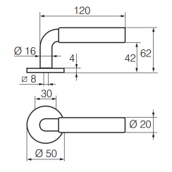 Ручка дверная Abloy Parlament 2/007 хром Ручка дверная Abloy Parlament 2/007 хром