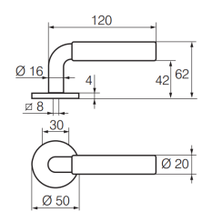 Ручка дверная Abloy Parlament 2/007 матовый хром Ручка дверная Abloy Parlament 2/007 матовый хром