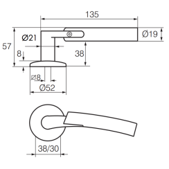 Ручка дверная Abloy Inoxi 23/002 сталь Ручка дверная Abloy Inoxi 23/002 сталь