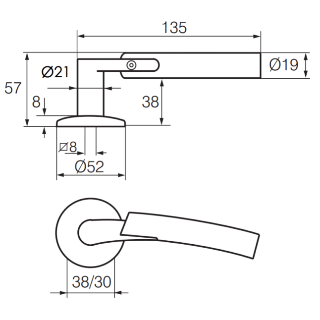 Ручка дверна Abloy Inoxi 23/002 сталь Ручка дверна Abloy Inoxi 23/002 сталь