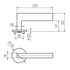 Ручка дверная Abloy Oncut 5/008 матовый хром Ручка дверная Abloy Oncut 5/008 матовый хром