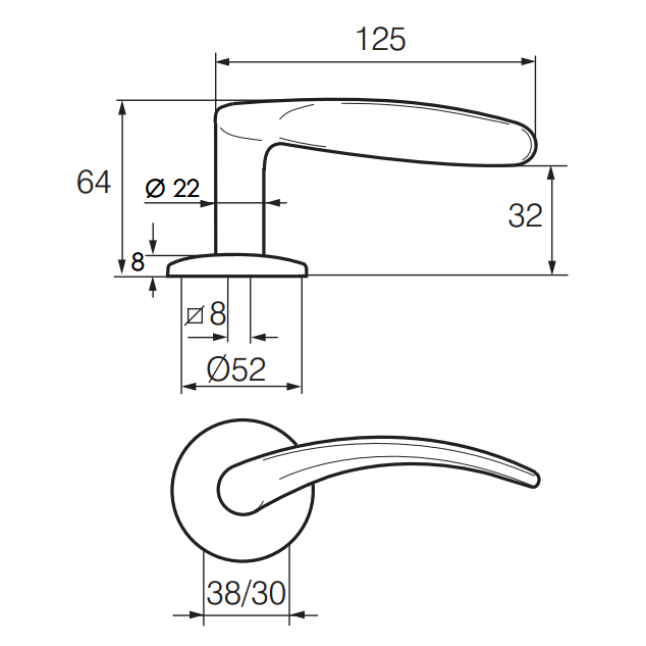 Ручка дверна Abloy Inoxi 24/002 сталь Ручка дверна Abloy Inoxi 24/002 сталь