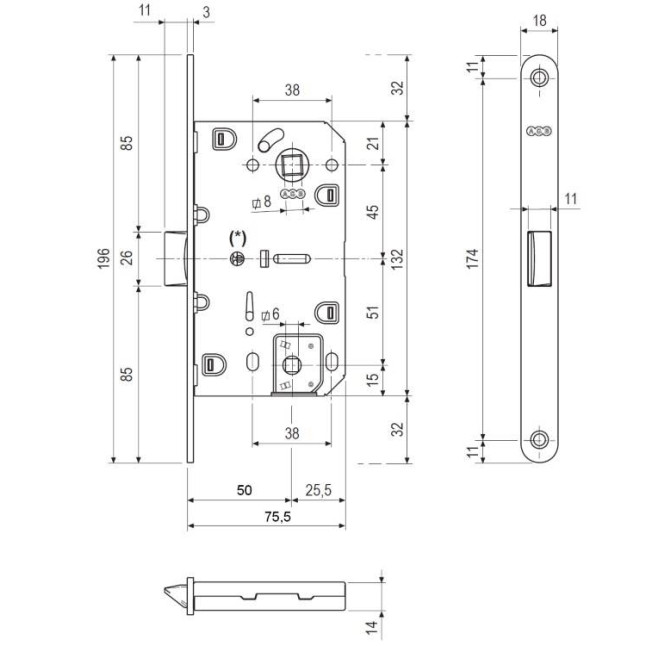 Корпус замка Agb Mediana Evolution WC B.01102.50.22 бронза Корпус замка Agb Mediana Evolution WC B.01102.50.22 бронза