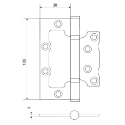 Петля дверная карточная Siba 2BB (100x38x2,5 мм) AB античная бронза Петля дверная карточная Siba 2BB (100x38x2,5 мм) AB античная бронза
