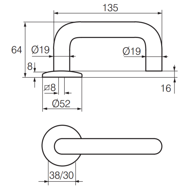 Ручка дверна Abloy Inoxi 3-19 / 002 ss Ручка дверна Abloy Inoxi 3-19 / 002 ss
