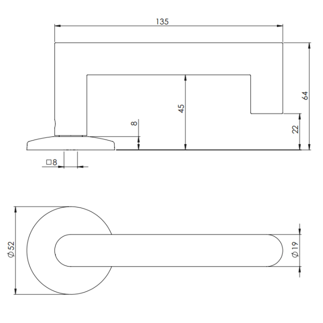 Ручка дверна Abloy Inoxi 3-19k / 002 Ручка дверна Abloy Inoxi 3-19k / 002