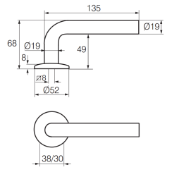 Ручка дверная Abloy Inoxi 3-19s/002 Ручка дверная Abloy Inoxi 3-19s/002