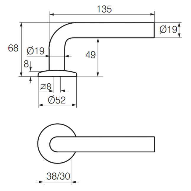 Ручка дверна Abloy Inoxi 3-19s / 002