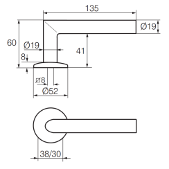 Ручка дверная Abloy Inoxi 3-19ss/002 нержавеющая сталь Ручка дверная Abloy Inoxi 3-19ss/002 нержавеющая сталь