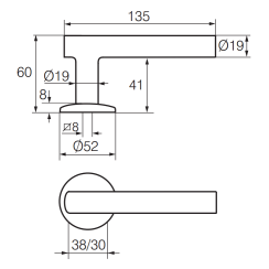 Ручка дверная Abloy Inoxi 3-19st/002 Ручка дверная Abloy Inoxi 3-19st/002