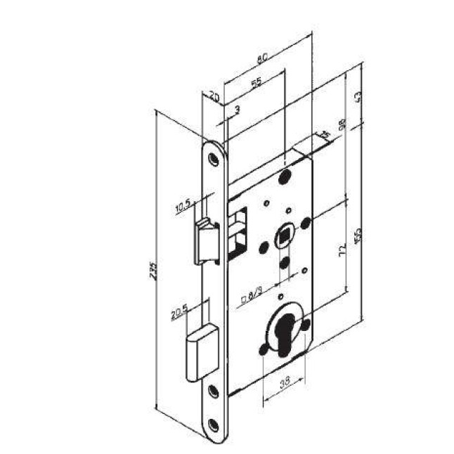 Корпус замка Abloy 4292 Chrom Right Корпус замка Abloy 4292 Chrom Right