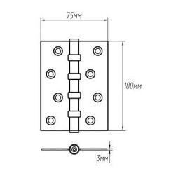 Петля дверная карточная Siba 4BB (100x75x3 мм) CF матовый кофе