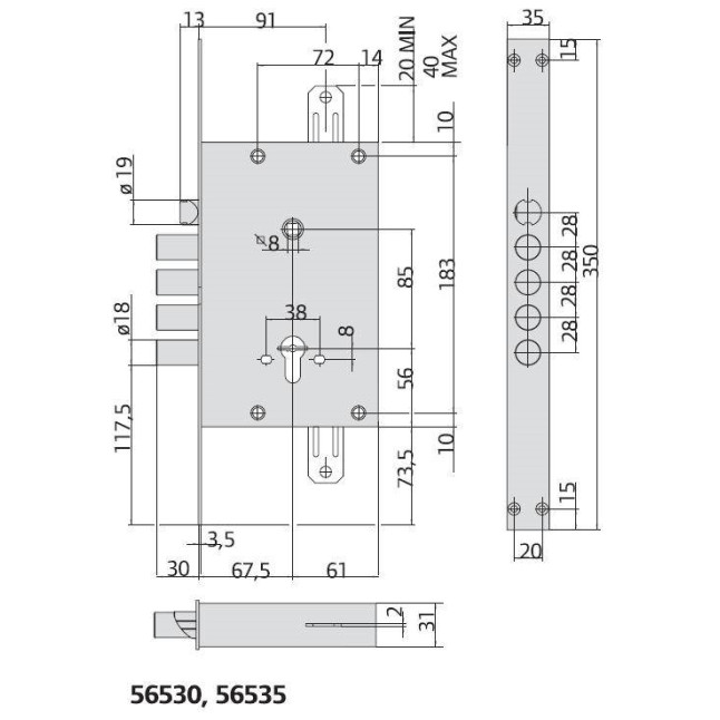 Корпус замка Cisa Revolution Pro 56.535