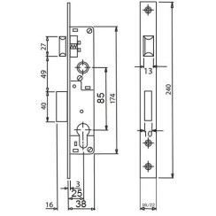 Корпус замка Santos Profile Lock 726 (25/85) SS нержавіюча сталь Корпус замка Santos Profile Lock 726 (25/85) SS нержавіюча сталь